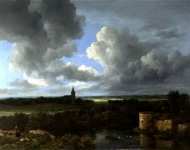 Jacob van Ruisdael - A Landscape with a Ruined Castle and a Church